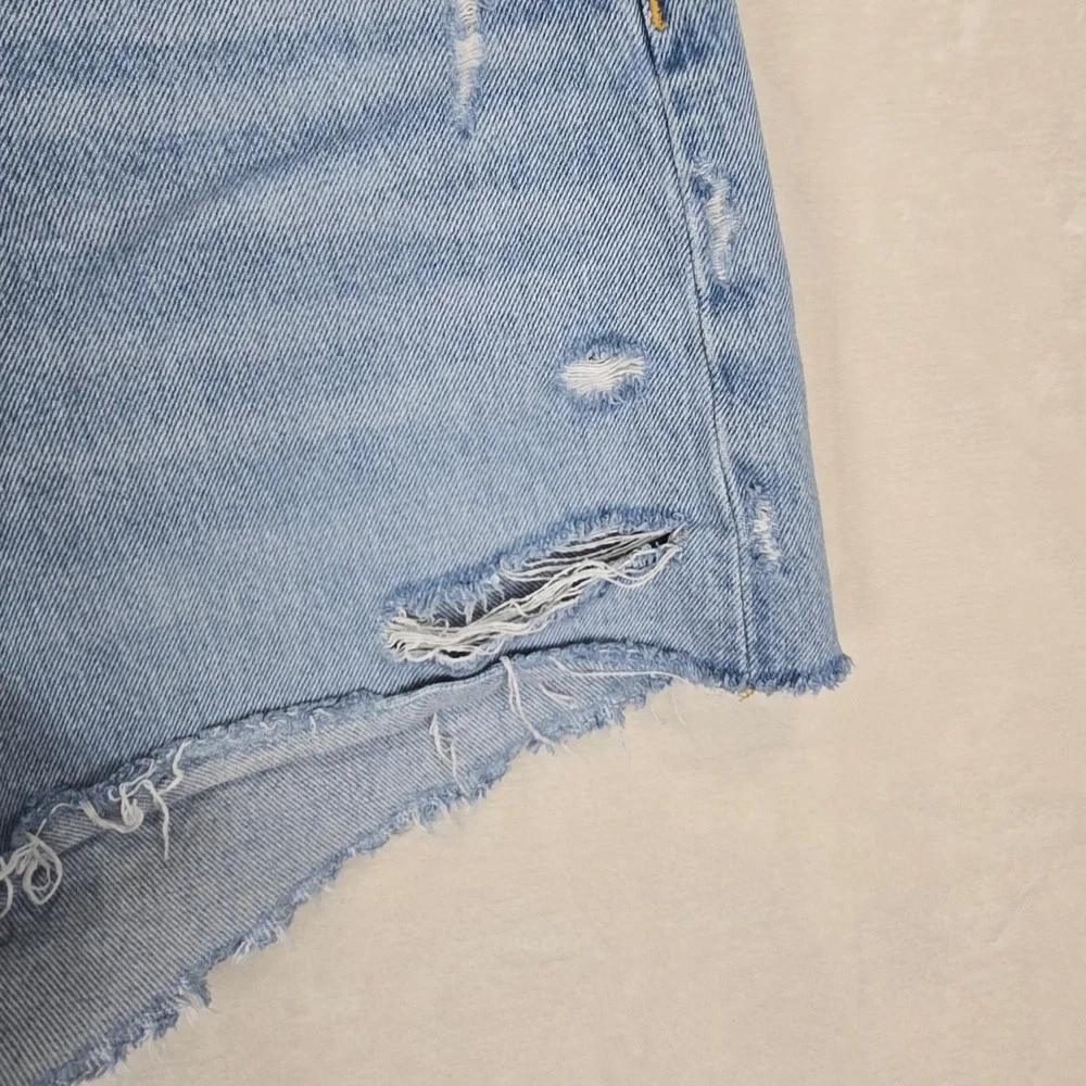 AGOLDE Parker Long High Rise Distressed Denim Shorts Light Wash 28 A9010-811